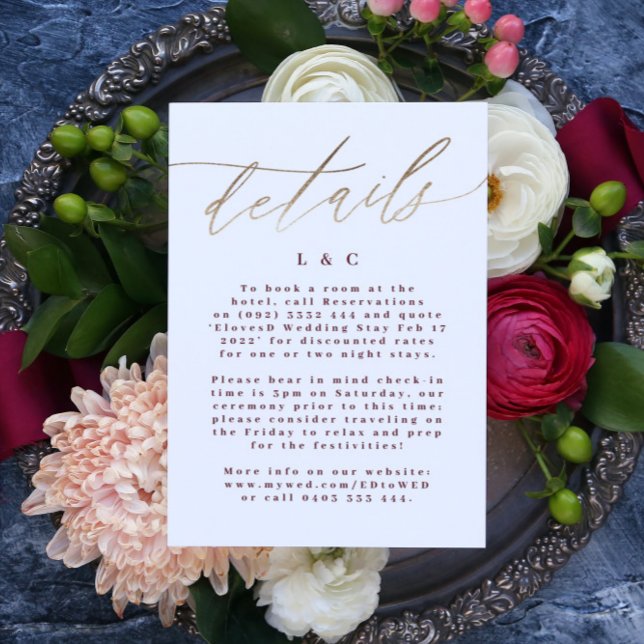 Cartons Réponse Elégant Rouge Bourgogne Info Hébergement Or (Créateur téléchargé)