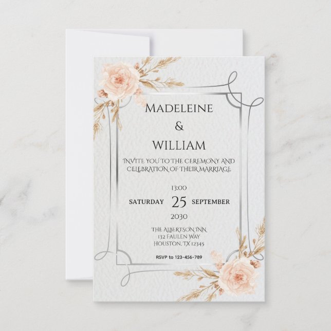 Cartons Réponse Elégant Rustic Boho Fleur sauvage Mariage (Devant)