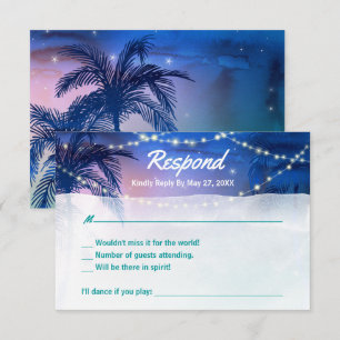 Cartons Réponse Elégant rustique aquarelle Palm Tree Beach Mariage