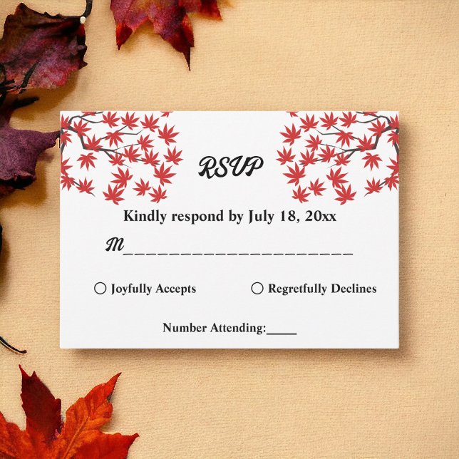 Cartons Réponse Élégant Rustique Automne Rouge Feuilles Boho Autom (Créateur téléchargé)