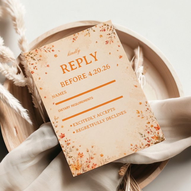 Cartons Réponse Élégant Rustique Botanique d'Automne (Créateur téléchargé)