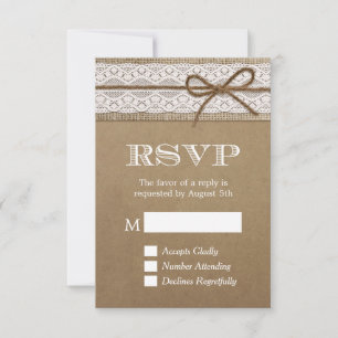 Cartons Réponse Elégant Rustique Burlap String Mariage de la corde