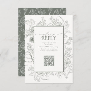 Cartons Réponse Elegant Sage Green Mariage QR Code Veuillez Répond