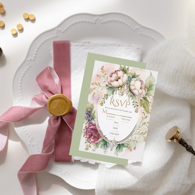 Cartons Réponse Élégant Sage Green Romantique Rustique Mariage (Créateur téléchargé)