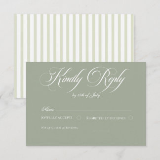 Cartons Réponse Elegant Sage Green Striped Classic Wedding 