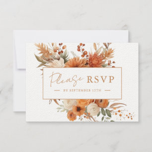 Cartons Réponse Élégant Script Automne Botanique Floral Mariage