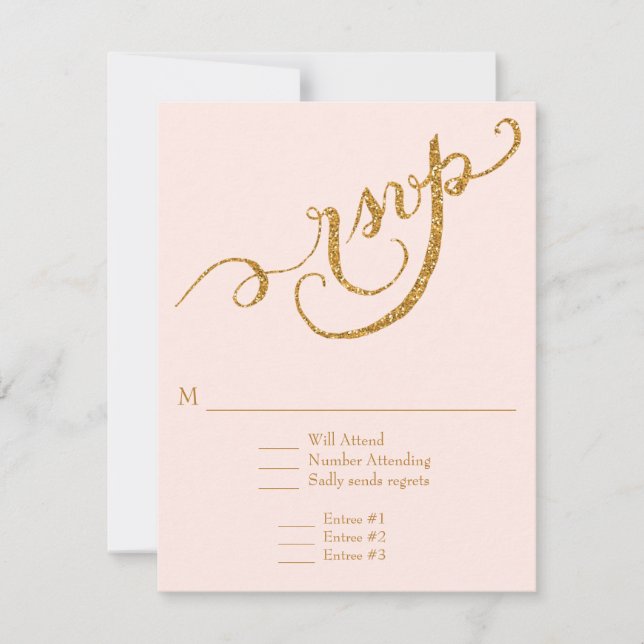 Cartons Réponse Élégant Script Calligraphy Gold Parties scintillan (Devant)