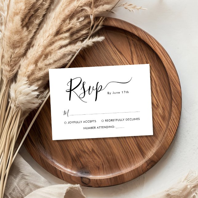 Cartons Réponse Élégant script de calligraphie Mariage minimaliste (Créateur téléchargé)