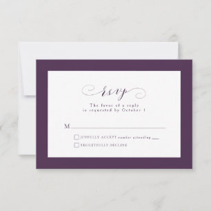 Cartons Réponse Élégant script formel prune violet mariage de auto
