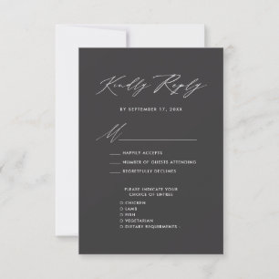 Cartons Réponse Élégant Script moderne gris minimaliste mariage RS