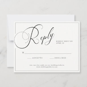 Cartons Réponse Élégant script noir & blanc avec Mariage de site W