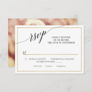 Cartons Réponse Élégant Script Simple Gold Minimal Photo Mariage