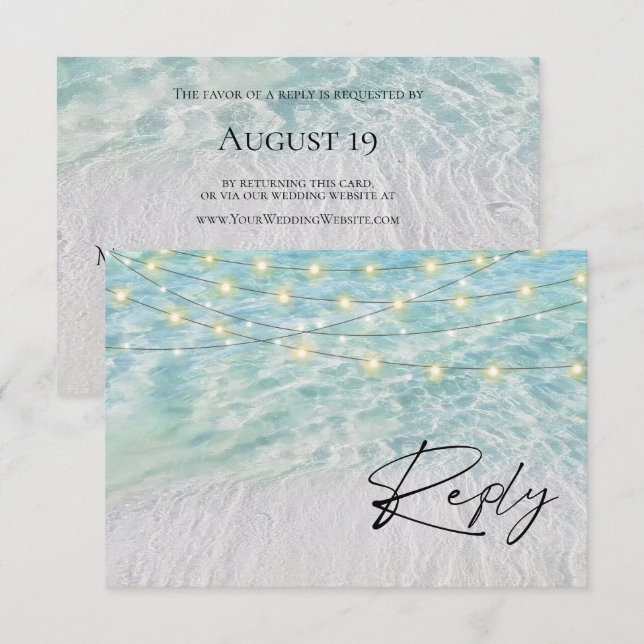 Cartons Réponse Elégant Seaside String Lights Beach Website (Devant / Derrière)