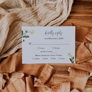 Cartons Réponse Élégant simple blanc marguerite Mariage floral