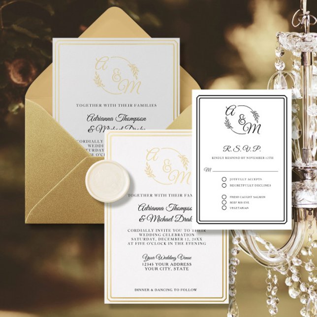 Cartons Réponse Élégant Simple moderne Mariage noir et blanc (Créateur téléchargé)