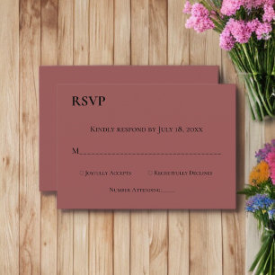 Cartons Réponse Élégant simple Monogramme Bourgogne Mariage modern