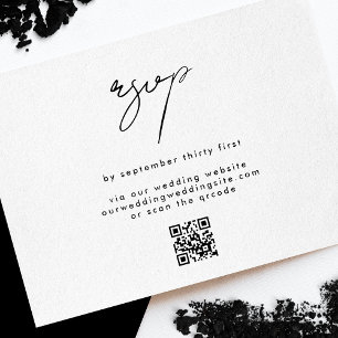 Cartons Réponse Élégant site Web Mariage noir blanc QRCODE élégant
