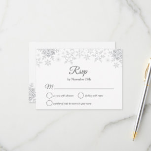 Cartons Réponse Élégant Snowflakes Silver Noël Mariage d'hiver