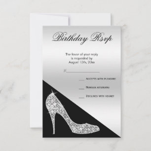 Cartons Réponse Elegant Stiletto à Paillettes, Anniversaire Argent