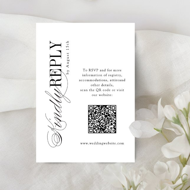 Cartons Réponse Elegant Timeless Typography Simple QR code wedding (Elegant Timeless Typography Simple QR code wedding RSVP Card)