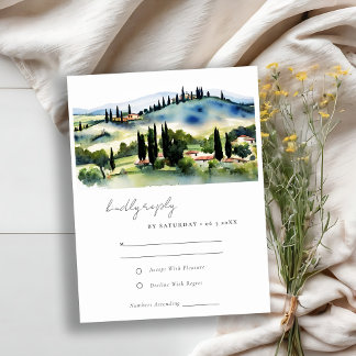 Cartons Réponse Elégant Toscane Italie Paysage Mariage d'aquarelle