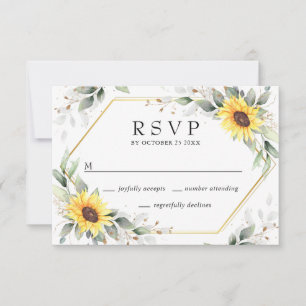 Cartons Réponse Élégant tournesol vert Mariage floral