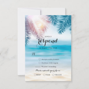 Cartons Réponse Elégant Tropical Ocean Summer Beach Mariage