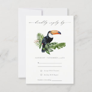 Cartons Réponse Elégant Tropical Rainforest Mariage Toucan