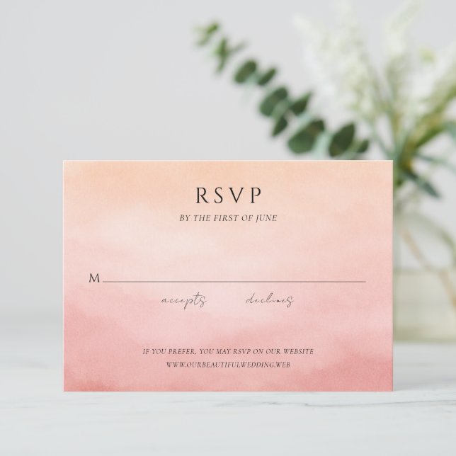 Cartons Réponse Elegant Tropical Sunset Watercolor Wedding (Debout devant)