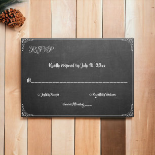 Cartons Réponse Elégant Vintage Flourish Chalkboard Moderne Mariag