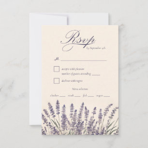 Cartons Réponse Élégant violet Lavande Mariage choix de repas