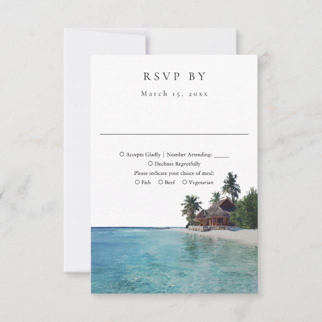 Cartons Réponse Elegant Watercolor Tropical Beach Wedding (Devant)