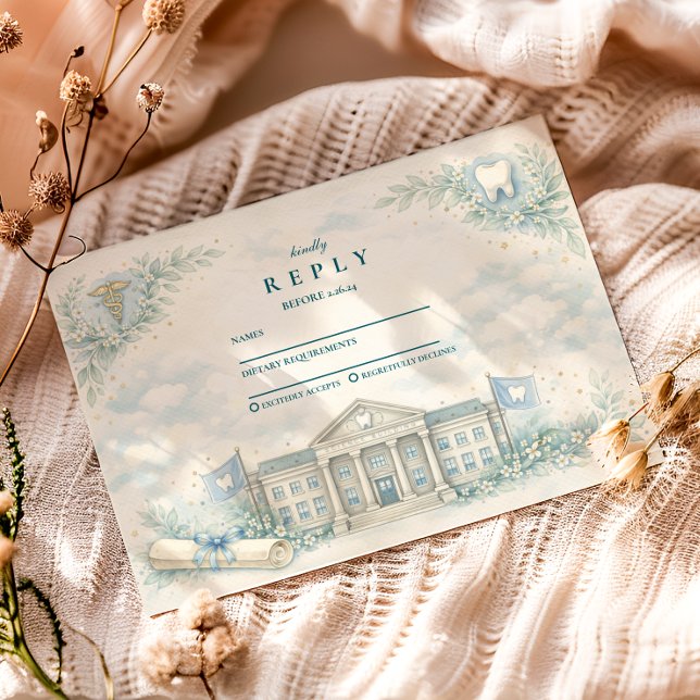 Cartons Réponse Elegant White Coat Dentist Graduation Party (Créateur téléchargé)