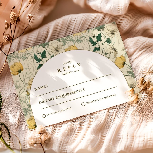 Cartons Réponse Elegant Wildflower Arch Minimal Wedding (Créateur téléchargé)