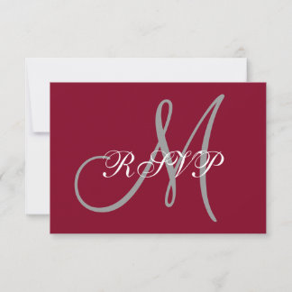 Cartons Réponse Elégante affaire Bourgogne Gris Mariage initial RS
