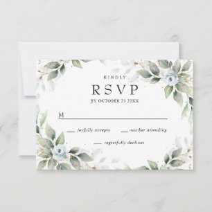 Cartons Réponse Elégante aquarelle Dusty Blue Foliage Mariage