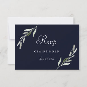 Cartons Réponse Elégante aquarelle Feuille verte Mariage de marine