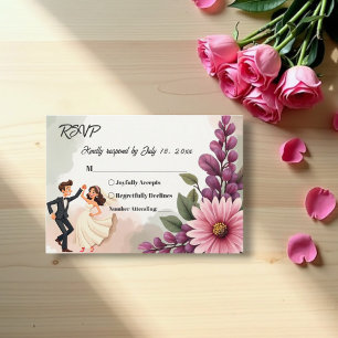 Cartons Réponse Elégante aquarelle Floral Bride Groom Chic Mariage