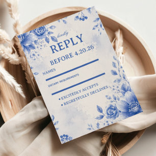 Cartons Réponse Élégante Aquarelle Florale Bleue