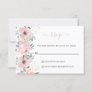 Cartons Réponse Elégante aquarelle florale Dusty Blush Mariage