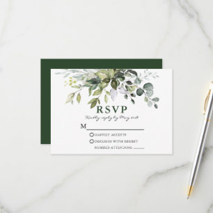 Cartons Réponse Elégante aquarelle moderne Mariage vert
