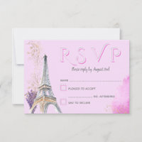 Elégante Aquarelle Paris Rose or Tour Eiffel