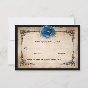 Cartons Réponse Elégante aquarelle Rose bleu or Mariage rustique