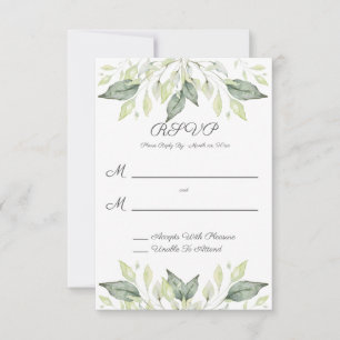 Cartons Réponse Elégante aquarelle verte Feuille Mariage