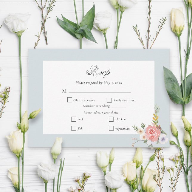 Cartons Réponse Élégante calligraphie florale Pastel Boho (Créateur téléchargé)