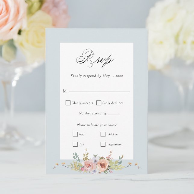 Cartons Réponse Élégante calligraphie florale Pastel Boho (Créateur téléchargé)