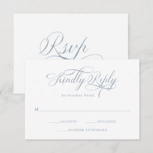 Cartons Réponse Élégante calligraphie Mariage bleu Dusty