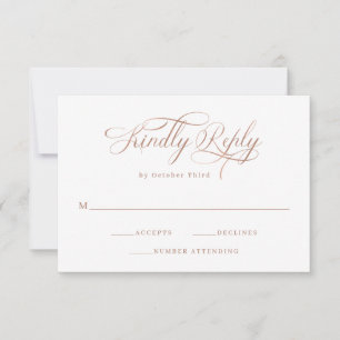Cartons Réponse Élégante calligraphie   Mariage d'or Rose Faux