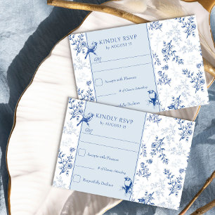 Cartons Réponse Élégante Chinoiserie Mariage floral bleu et blanc