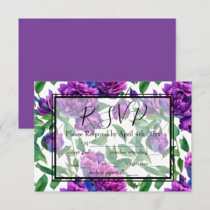 Cartons Réponse Elégante couleur magenta violet flores d'aquarelle